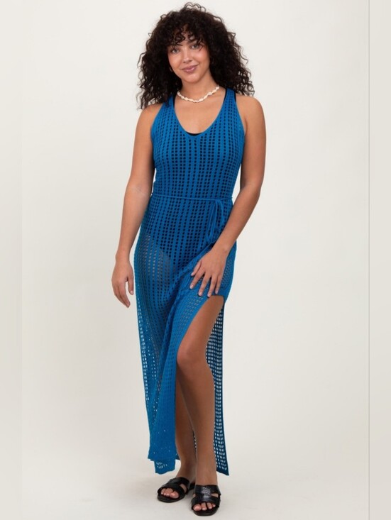 Pinkblush Other - Pinkblush Bright Blue Crochet Cover-Up Dress